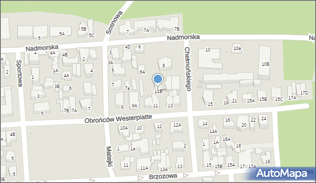Łeba, Obrońców Westerplatte, 11B, mapa Łeba