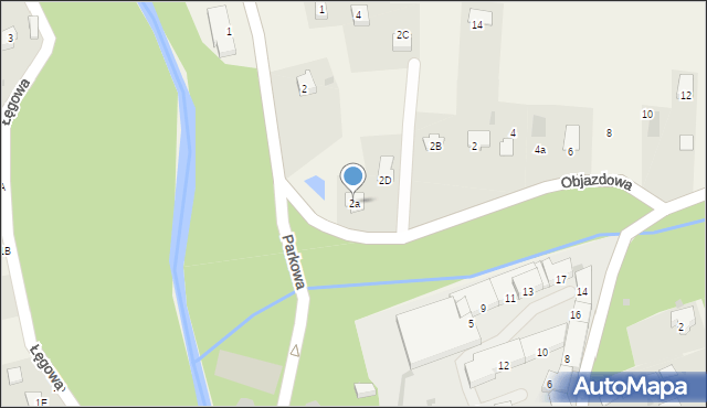 Łękawica, Objazdowa, 2a, mapa Łękawica