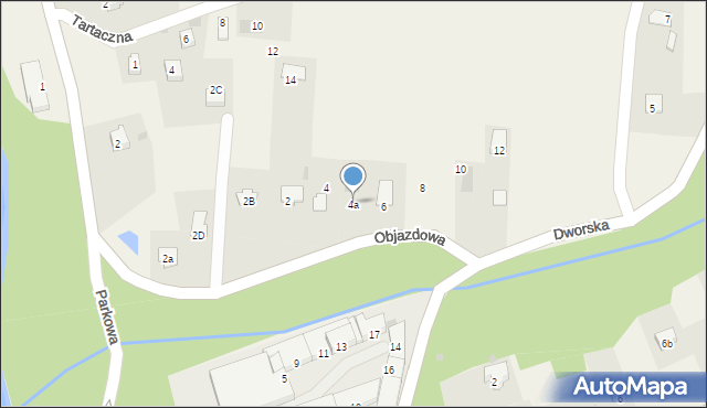 Łękawica, Objazdowa, 4a, mapa Łękawica