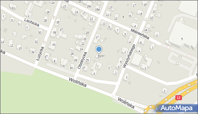 Leszno, Obotrycka, 23, mapa Leszno
