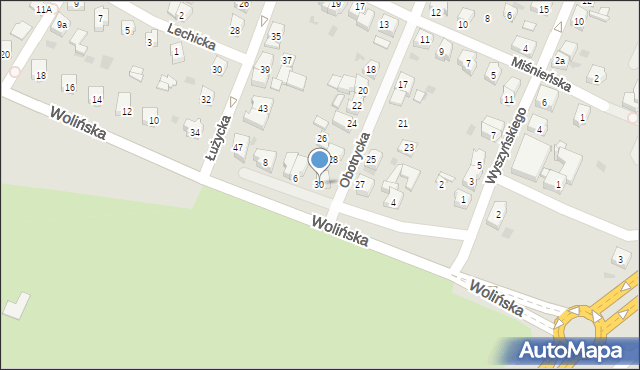 Leszno, Obotrycka, 30, mapa Leszno