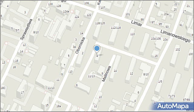 Łódź, Obornicka, 4, mapa Łodzi