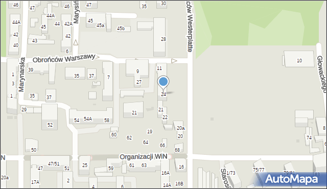 Łódź, Obrońców Westerplatte, 24, mapa Łodzi