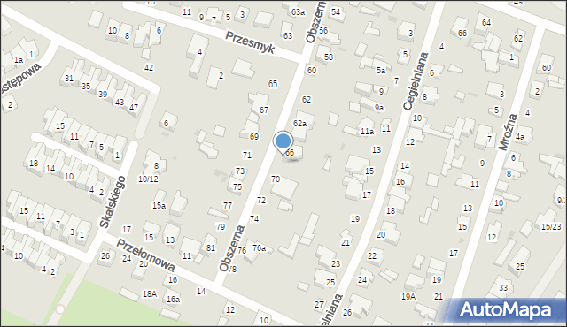 Łódź, Obszerna, 68, mapa Łodzi