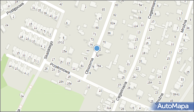 Łódź, Obszerna, 74, mapa Łodzi