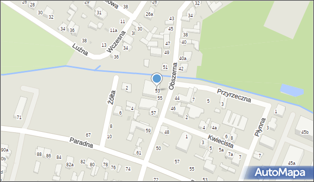 Łódź, Obszerna, 53, mapa Łodzi