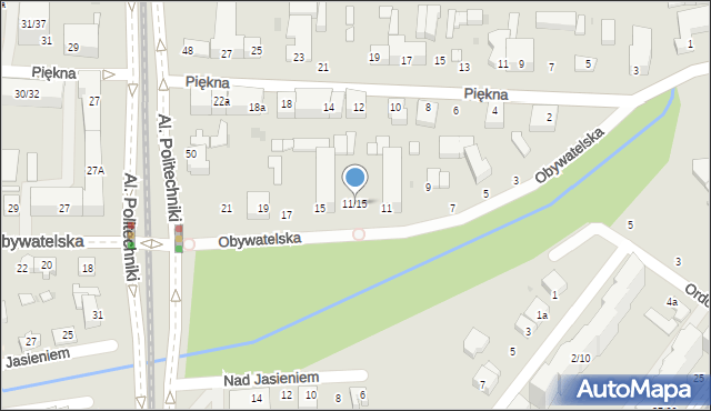 Łódź, Obywatelska, 11/15, mapa Łodzi
