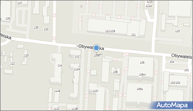 Łódź, Obywatelska, 110b, mapa Łodzi