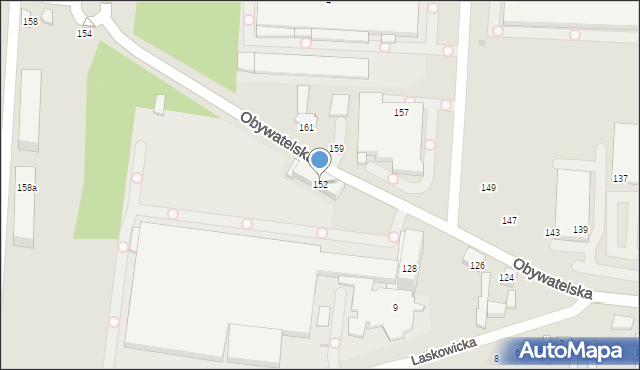 Łódź, Obywatelska, 152, mapa Łodzi