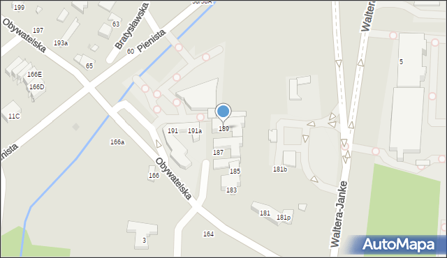 Łódź, Obywatelska, 189, mapa Łodzi