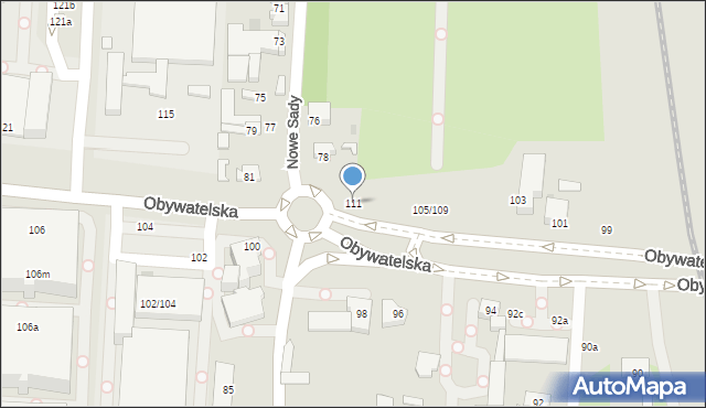 Łódź, Obywatelska, 111, mapa Łodzi