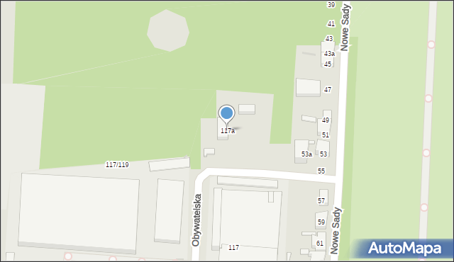 Łódź, Obywatelska, 117a, mapa Łodzi