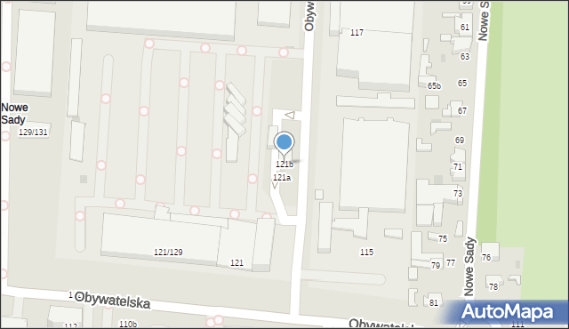 Łódź, Obywatelska, 121b, mapa Łodzi