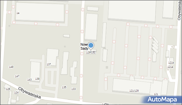 Łódź, Obywatelska, 129/131, mapa Łodzi