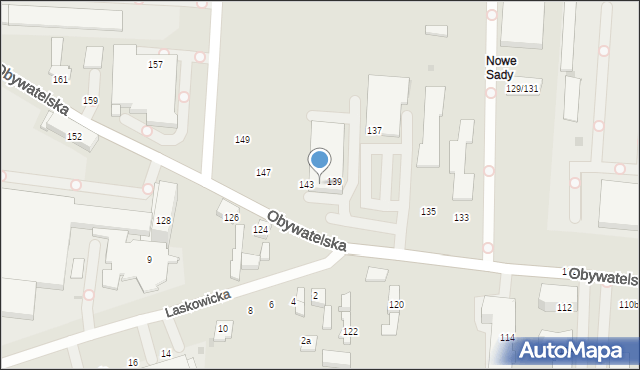 Łódź, Obywatelska, 141, mapa Łodzi