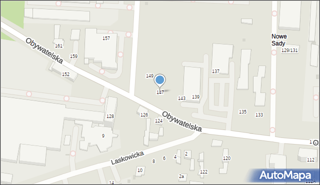 Łódź, Obywatelska, 147, mapa Łodzi