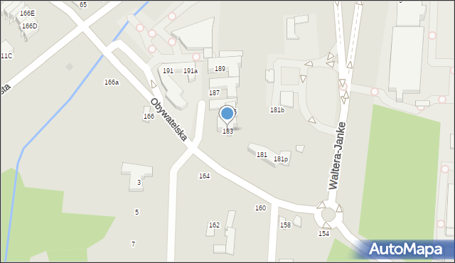 Łódź, Obywatelska, 183, mapa Łodzi