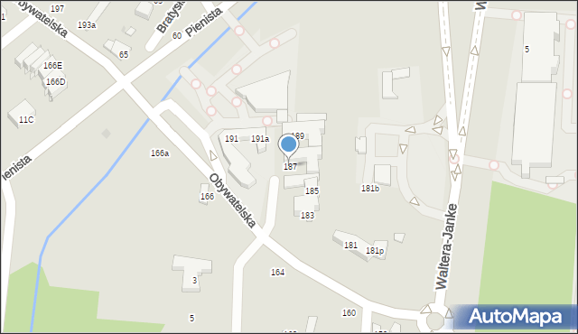 Łódź, Obywatelska, 187, mapa Łodzi