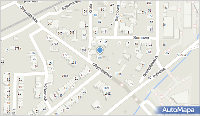 Łódź, Obywatelska, 199, mapa Łodzi