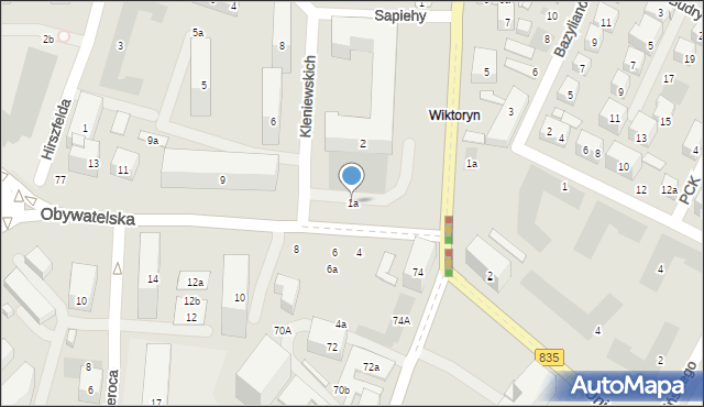 Lublin, Obywatelska, 1a, mapa Lublina