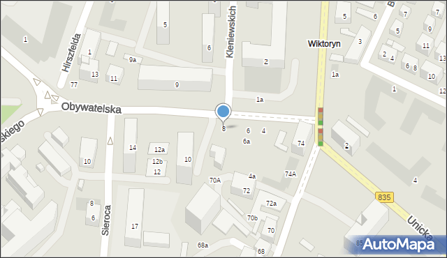 Lublin, Obywatelska, 8, mapa Lublina