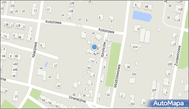 Marki, Obrońców, 7b, mapa Marki