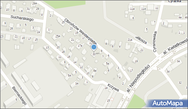 Mielec, Obrońców Westerplatte, 11, mapa Mielca