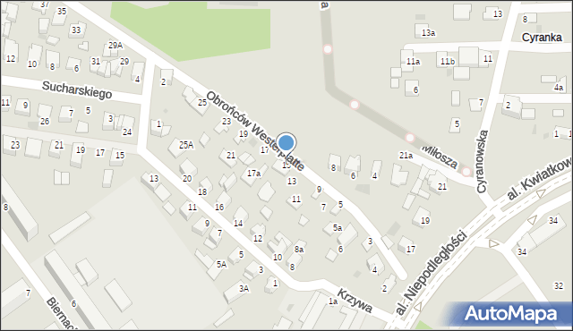 Mielec, Obrońców Westerplatte, 15, mapa Mielca
