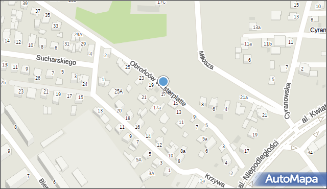 Mielec, Obrońców Westerplatte, 17, mapa Mielca