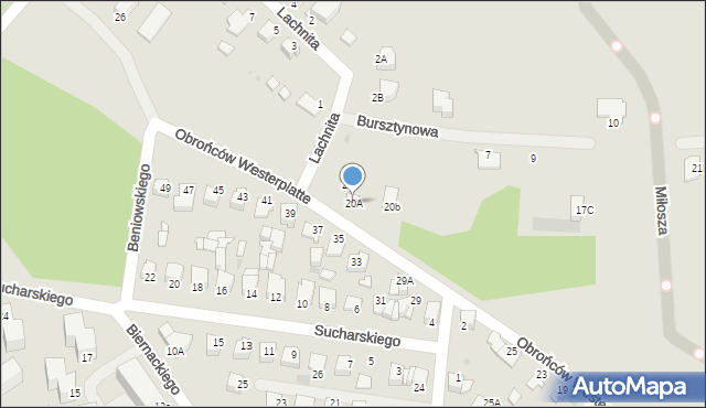 Mielec, Obrońców Westerplatte, 20A, mapa Mielca