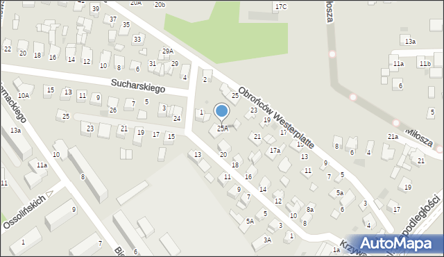 Mielec, Obrońców Westerplatte, 25A, mapa Mielca