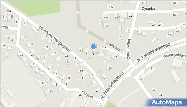 Mielec, Obrońców Westerplatte, 4, mapa Mielca