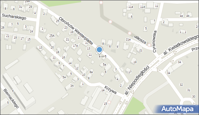 Mielec, Obrońców Westerplatte, 7, mapa Mielca