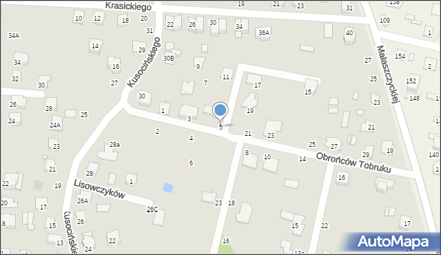 Mińsk Mazowiecki, Obrońców Tobruku, 5, mapa Mińsk Mazowiecki