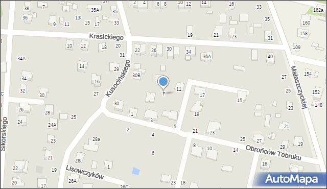 Mińsk Mazowiecki, Obrońców Tobruku, 7, mapa Mińsk Mazowiecki