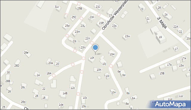 Mysłowice, Obrońców Westerplatte, 10g, mapa Mysłowice