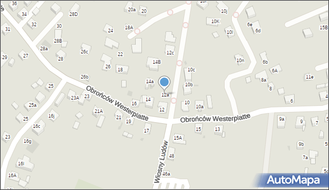 Mysłowice, Obrońców Westerplatte, 12a, mapa Mysłowice