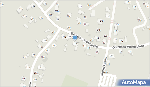 Mysłowice, Obrońców Westerplatte, 21A, mapa Mysłowice