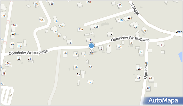 Mysłowice, Obrońców Westerplatte, 5a, mapa Mysłowice