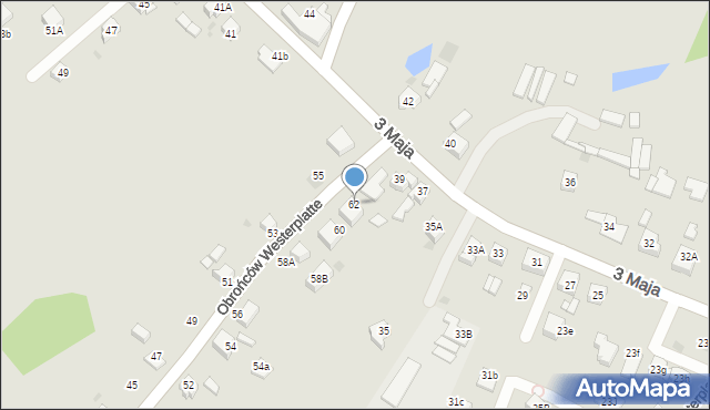 Mysłowice, Obrońców Westerplatte, 62, mapa Mysłowice