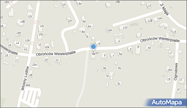 Mysłowice, Obrońców Westerplatte, 9a, mapa Mysłowice