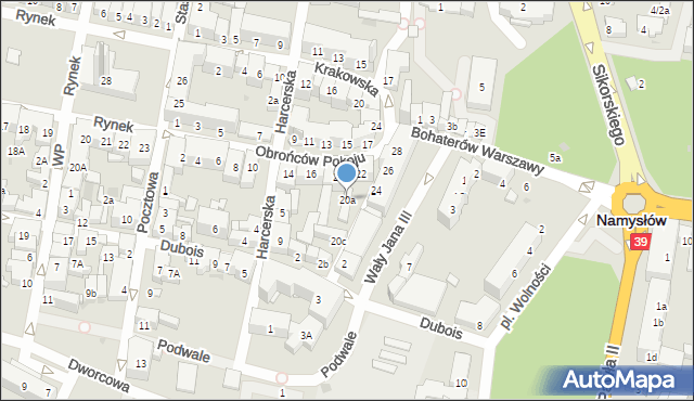 Namysłów, Obrońców Pokoju, 20a, mapa Namysłów