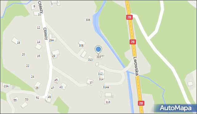 Nowy Sącz, Obłazy, 310, mapa Nowego Sącza