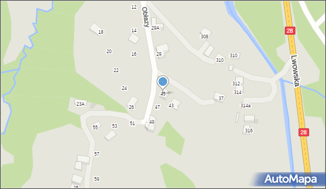 Nowy Sącz, Obłazy, 45, mapa Nowego Sącza