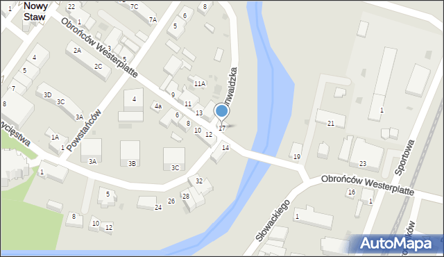 Nowy Staw, Obrońców Westerplatte, 17, mapa Nowy Staw