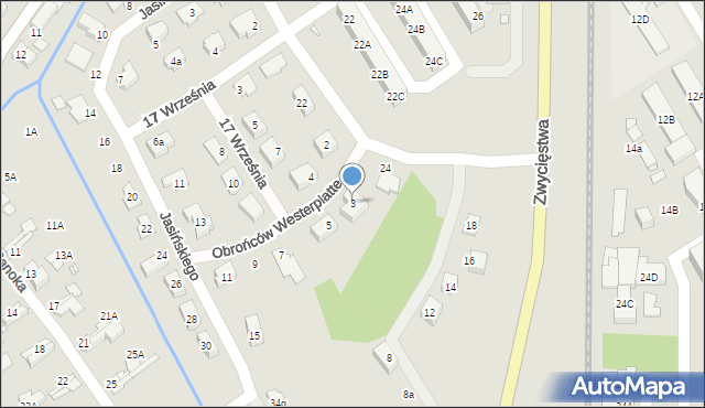 Nysa, Obrońców Westerplatte, 3, mapa Nysy