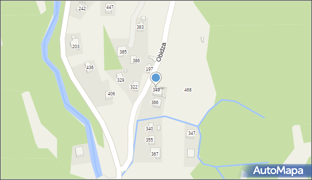 Obidza, Obidza, 349, mapa Obidza