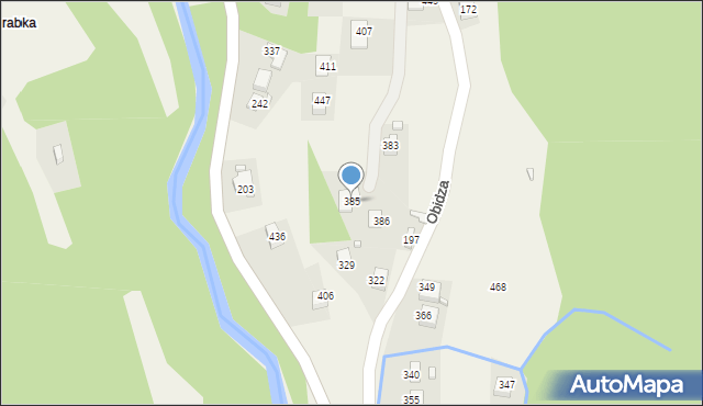Obidza, Obidza, 385, mapa Obidza