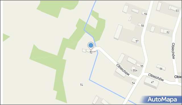 Obiechów, Obiechów, 52, mapa Obiechów