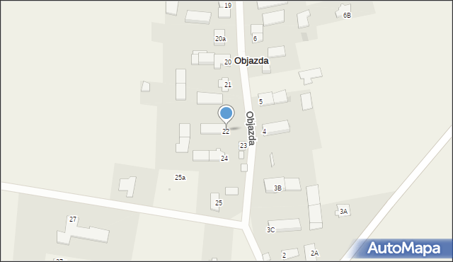Objazda, Objazda, 22, mapa Objazda